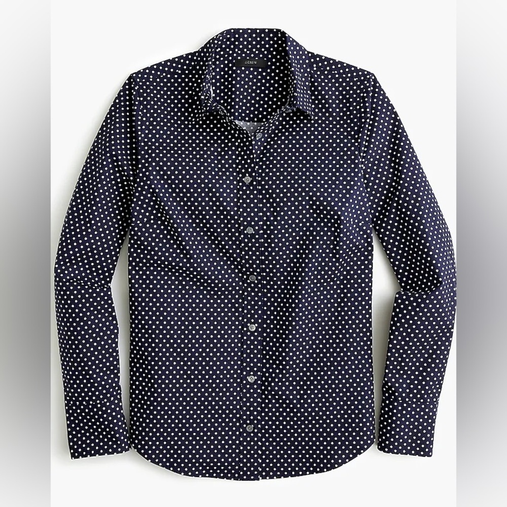 J. Crew Brown Casual Polka Button Down Shirt (Size L)